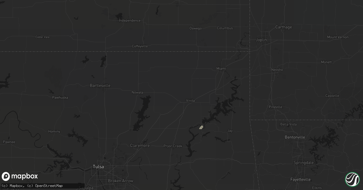 Hail map in Vinita, OK on June 8, 2026