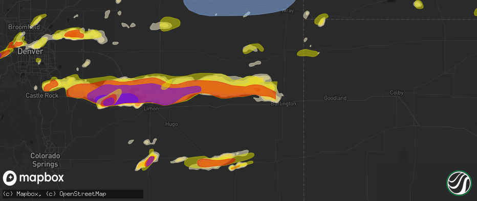 Hail map in Vona, CO on June 8, 2026
