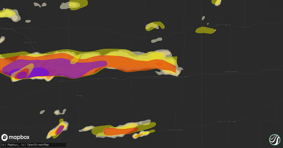 Hail map in Vona, CO on June 8, 2026