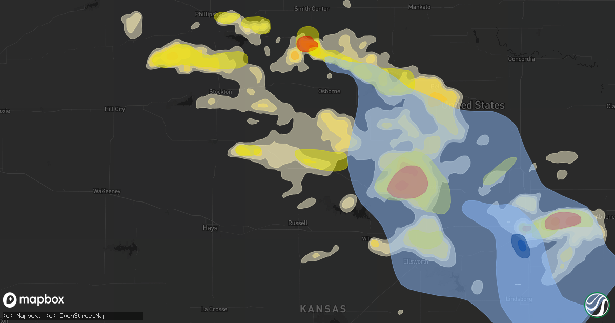 Hail map in Waldo, KS on June 8, 2026