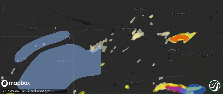 Hail map in Wallace, NE on June 8, 2026