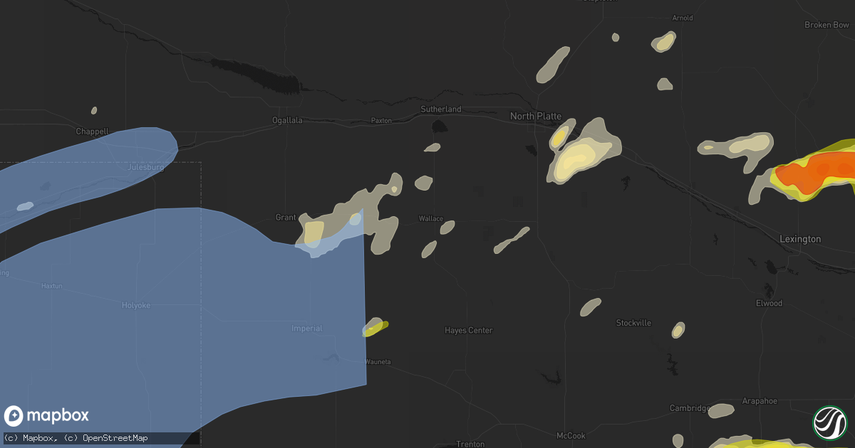 Hail map in Wallace, NE on June 8, 2026