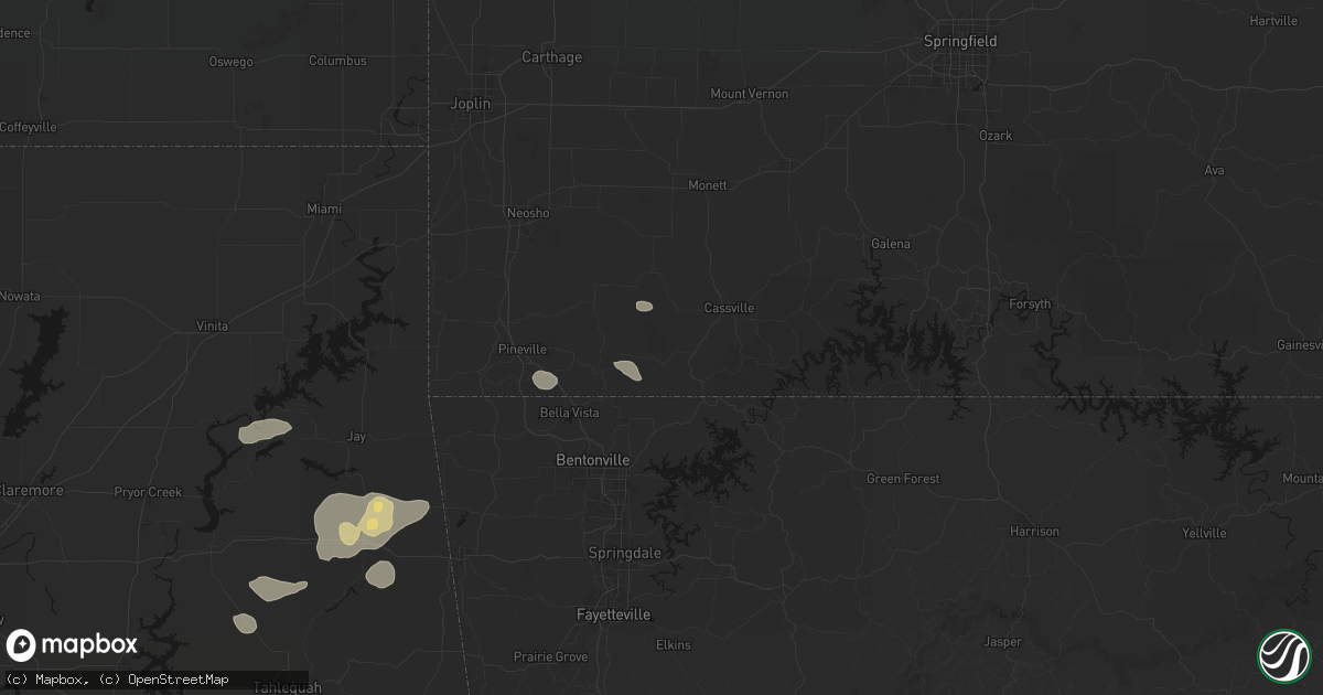 Hail map in Washburn, MO on June 8, 2026