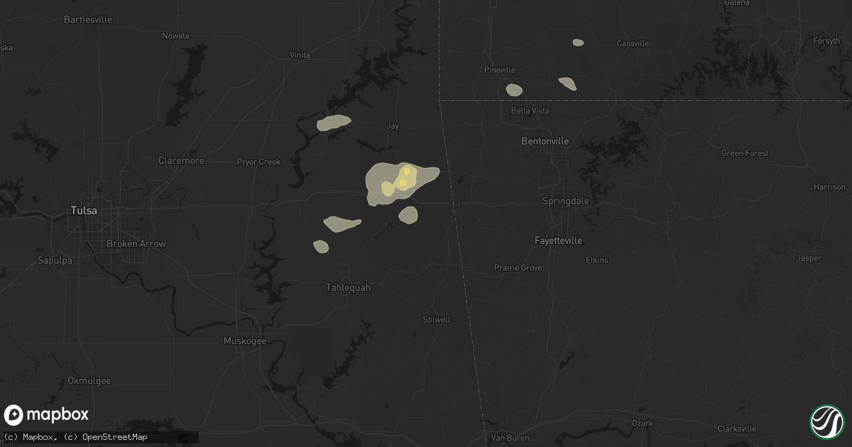 Hail map in Watts, OK on June 8, 2026