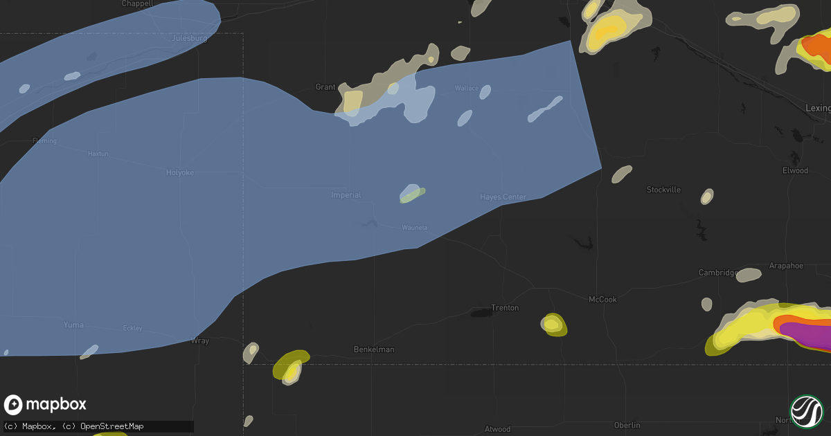 Hail map in Wauneta, NE on June 8, 2026