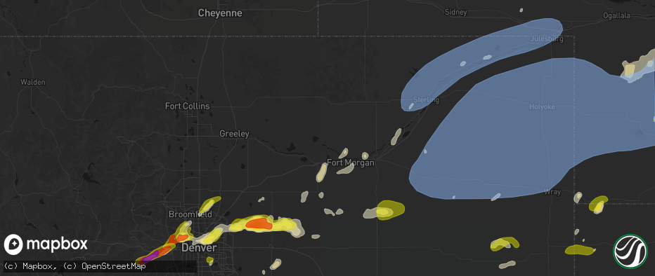 Hail map in Weldona, CO on June 8, 2026
