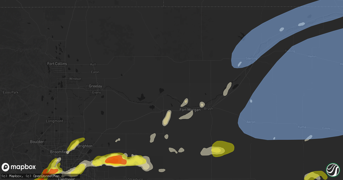 Hail map in Weldona, CO on June 8, 2026