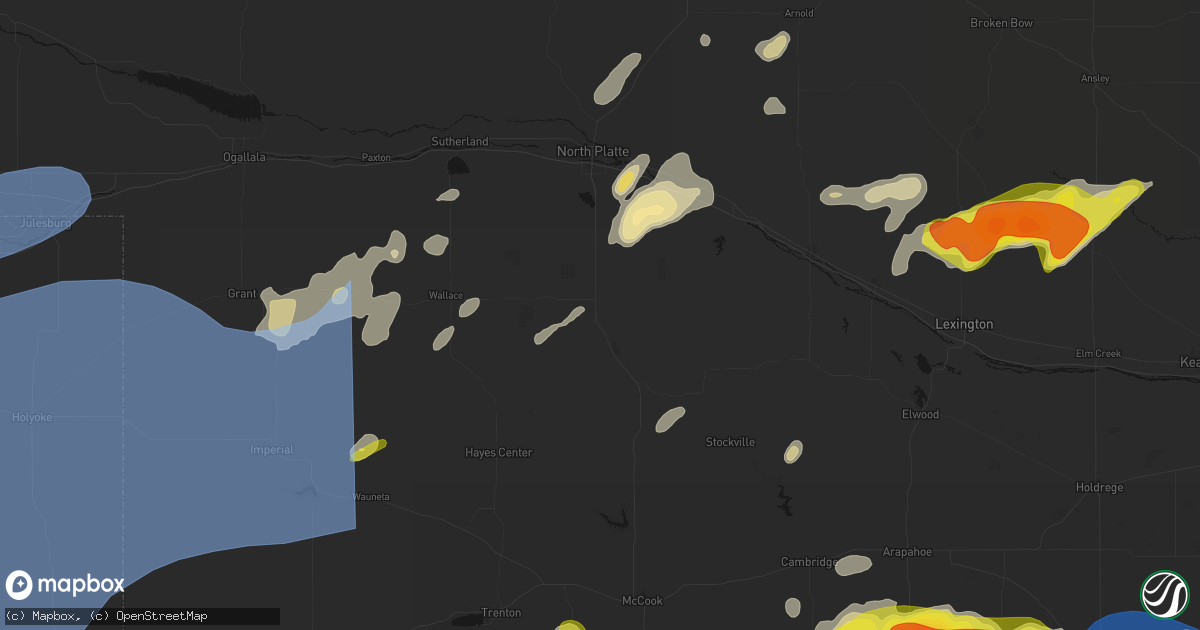 Hail map in Wellfleet, NE on June 8, 2026