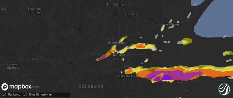 Hail map in Westminster, CO on June 8, 2026