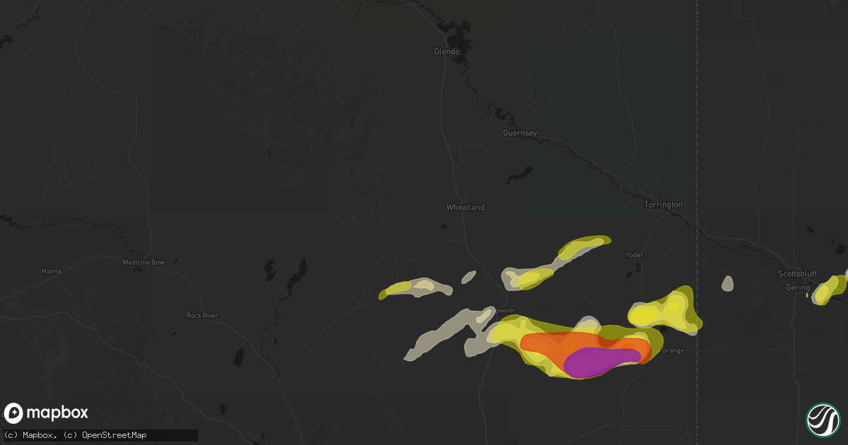 Hail map in Wheatland, WY on June 8, 2026