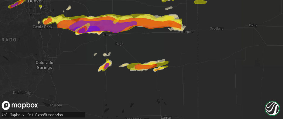 Hail map in Wild Horse, CO on June 8, 2026