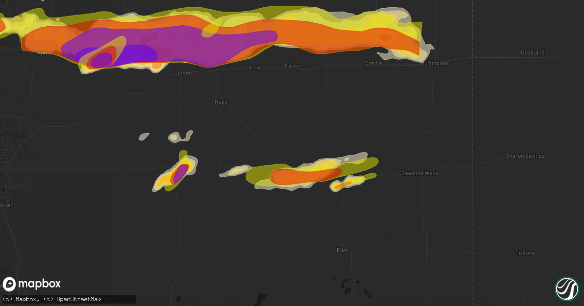 Hail map in Wild Horse, CO on June 8, 2026