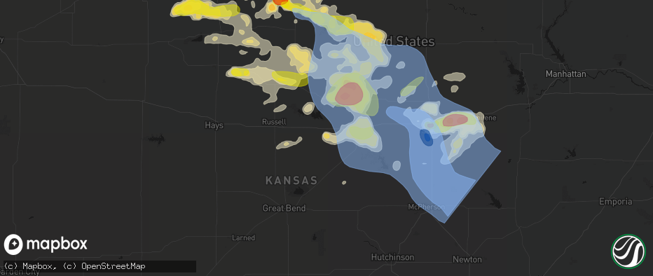 Hail map in Wilson, KS on June 8, 2026