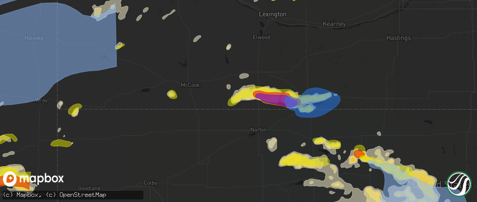Hail map in Wilsonville, NE on June 8, 2026