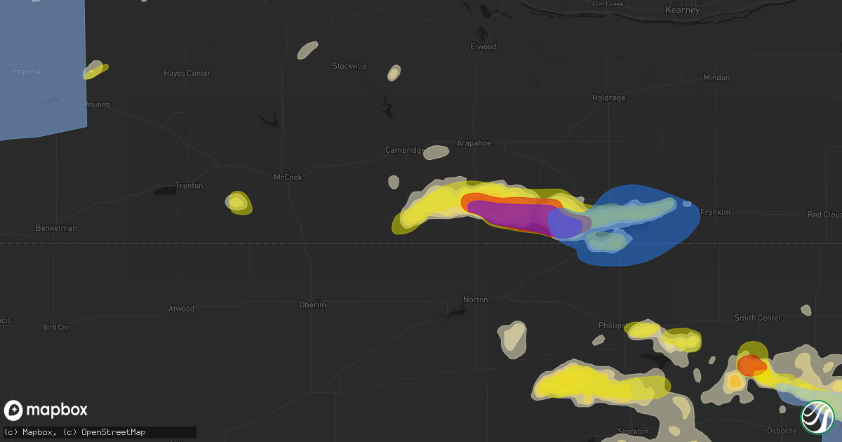 Hail map in Wilsonville, NE on June 8, 2026