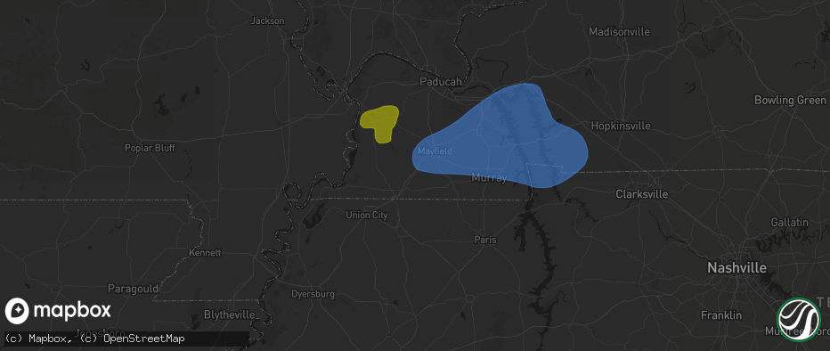 Hail map in Wingo, KY on June 8, 2026