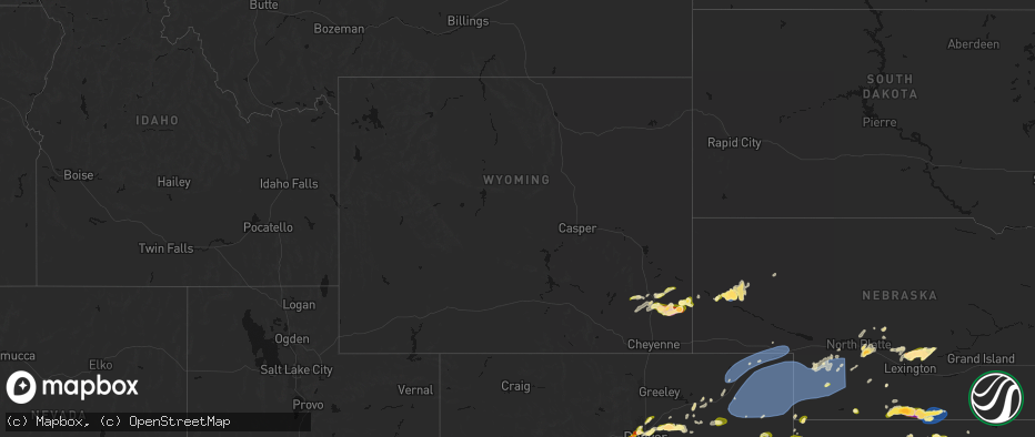 Hail map in Wyoming on June 8, 2026