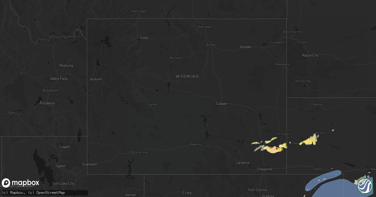 Hail map in Wyoming on June 8, 2026