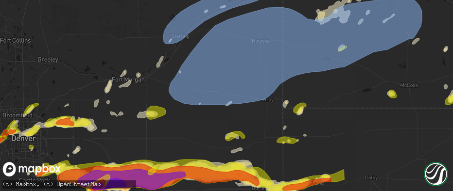 Hail map in Yuma, CO on June 8, 2026