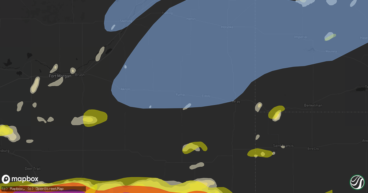 Hail map in Yuma, CO on June 8, 2026