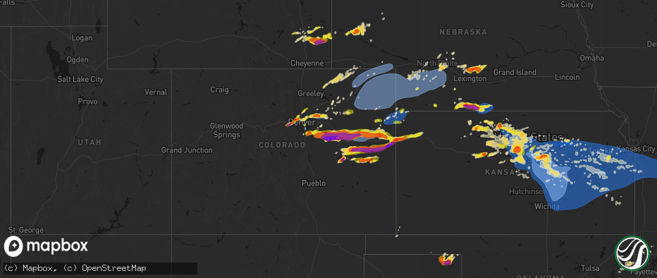 Hail map on June 8, 2026