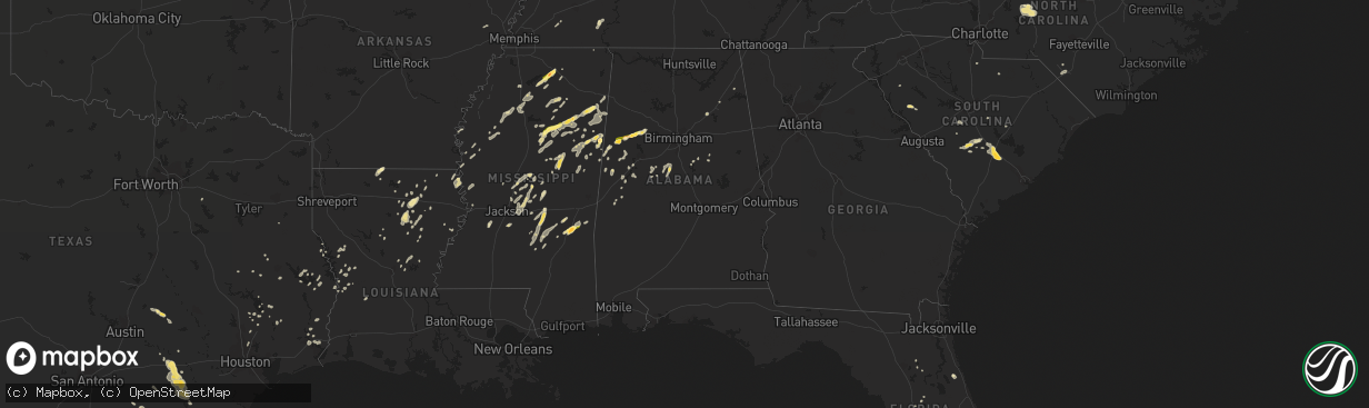 Hail map in Alabama on June 9, 2014