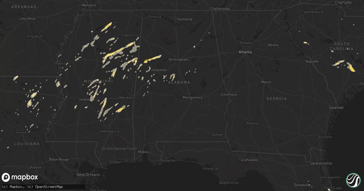 Hail map in Alabama on June 9, 2014