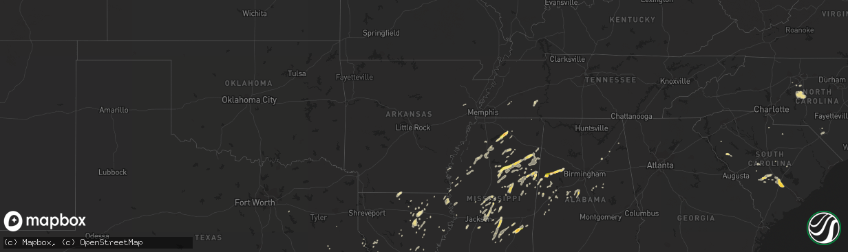 Hail map in Arkansas on June 9, 2014