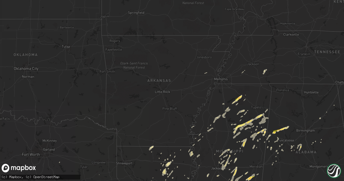 Hail map in Arkansas on June 9, 2014