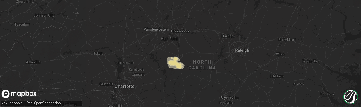 Hail map in Asheboro, NC on June 9, 2014