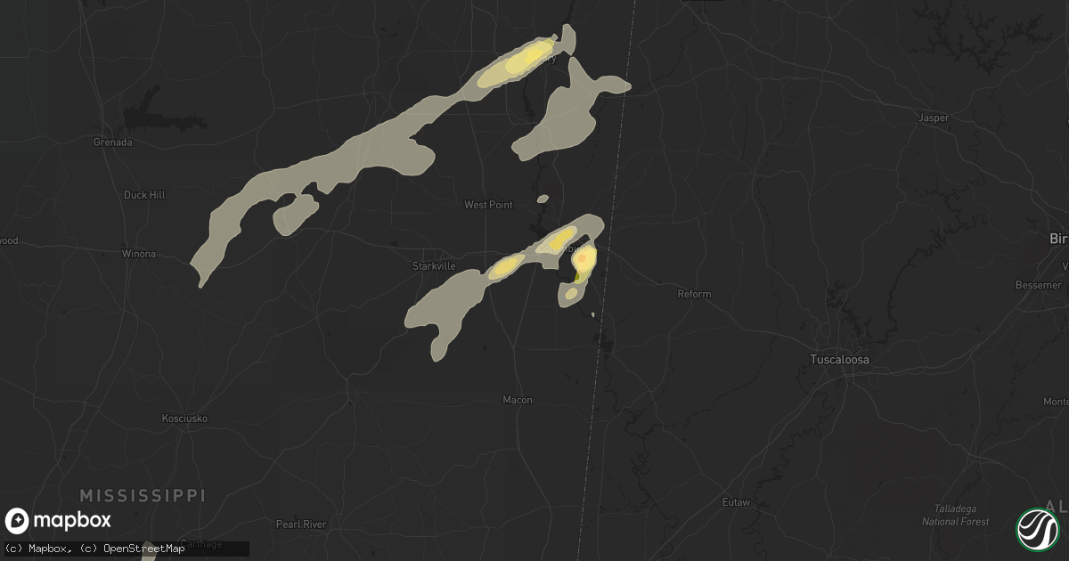 Hail map in Columbus, MS on June 9, 2014