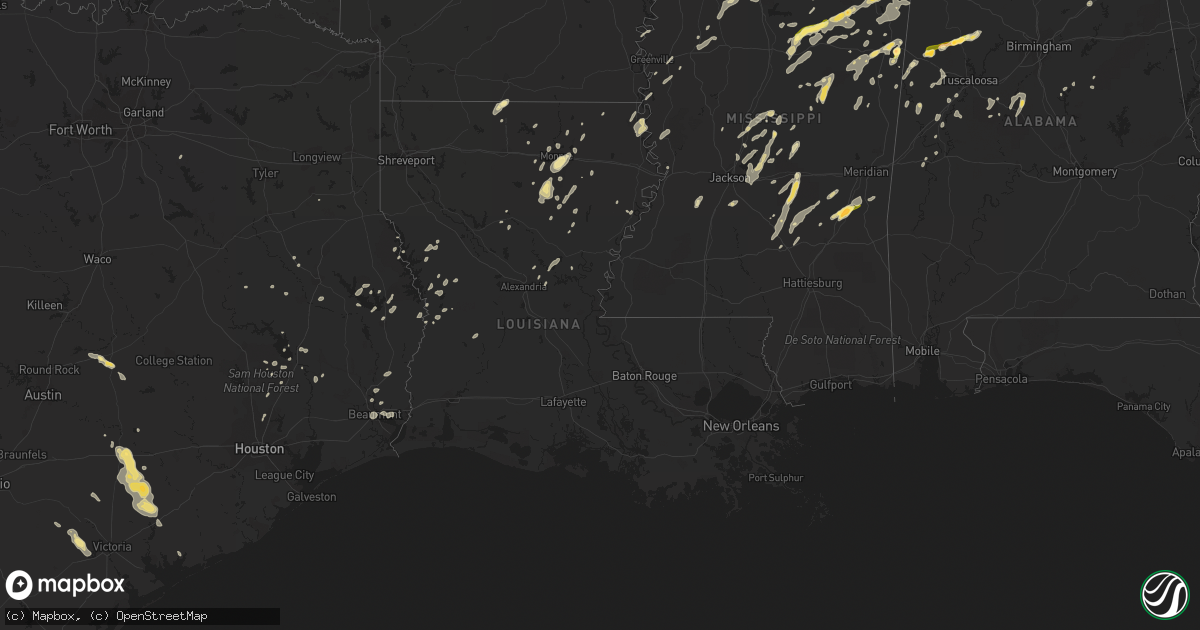 Hail map in Louisiana on June 9, 2014