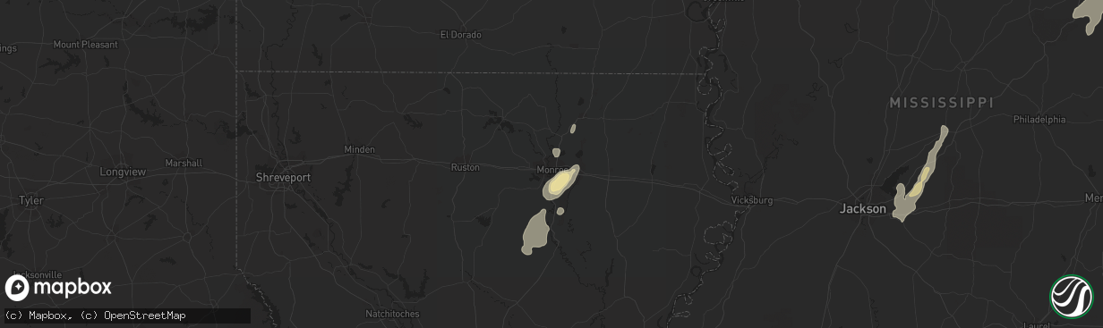 Hail map in Monroe, LA on June 9, 2014