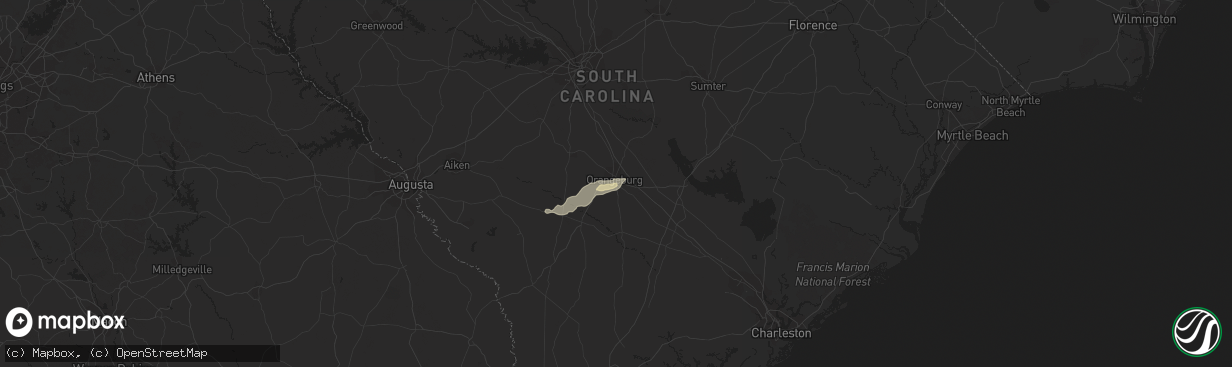 Hail map in Orangeburg, SC on June 9, 2014