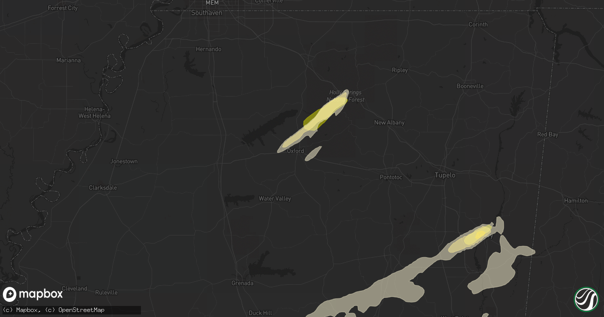 Hail map in Oxford, MS on June 9, 2014