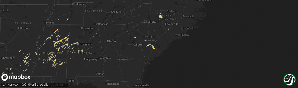 Hail map in South Carolina on June 9, 2014