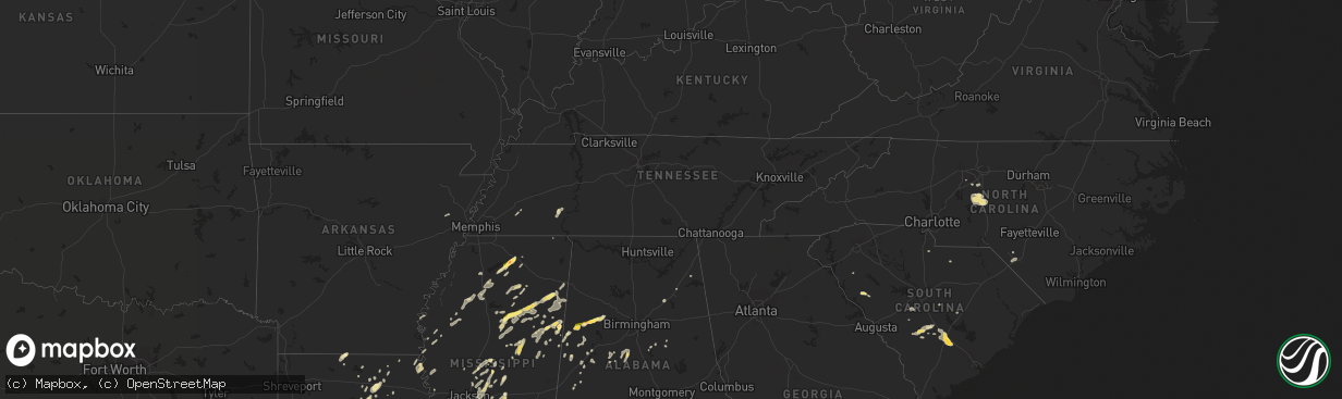 Hail map in Tennessee on June 9, 2014