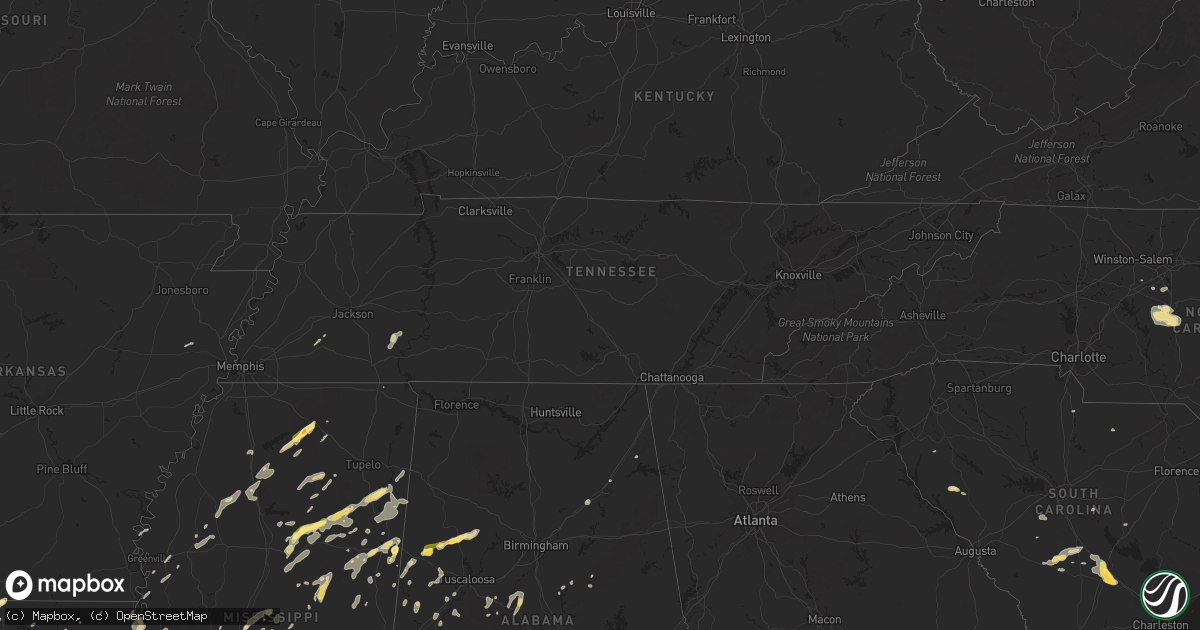 Hail map in Tennessee on June 9, 2014