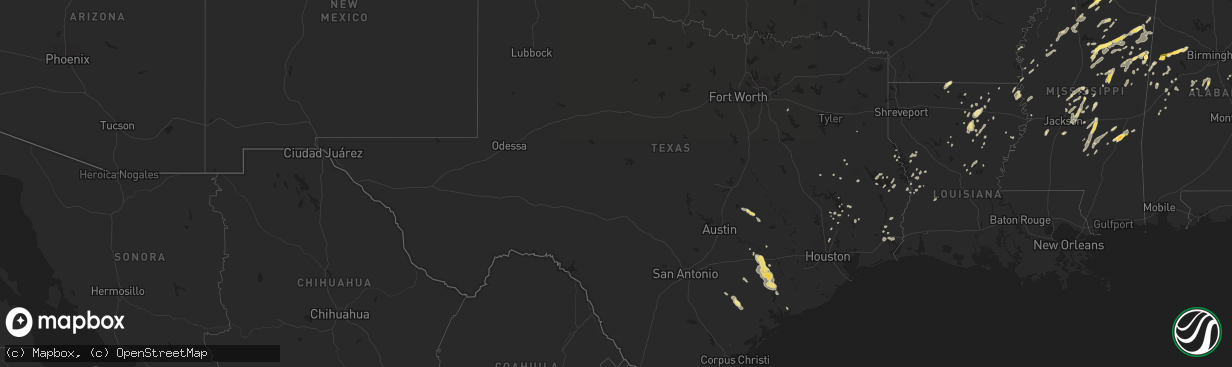 Hail map in Texas on June 9, 2014