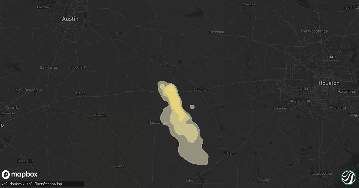 Hail map in Weimar, TX on June 9, 2014