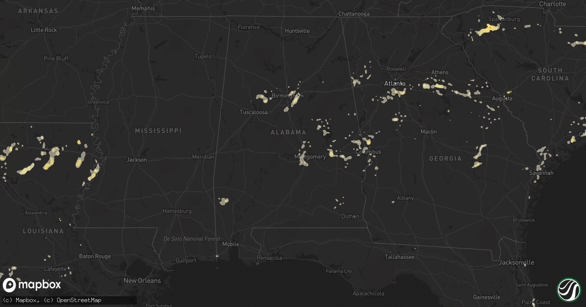 Hail map in Alabama on June 9, 2015