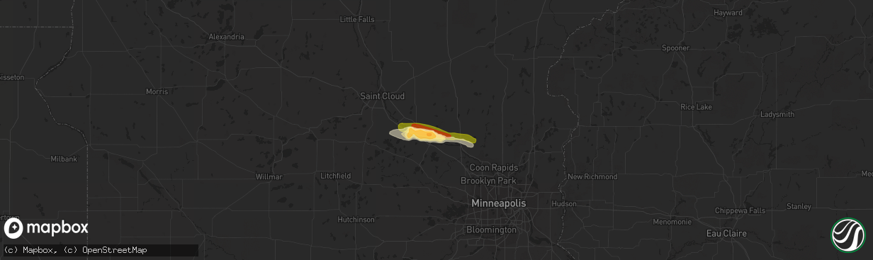 Hail map in Big Lake, MN on June 9, 2015