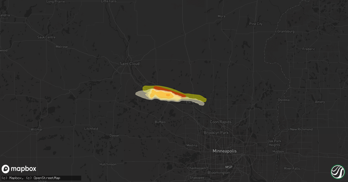 Hail map in Big Lake, MN on June 9, 2015