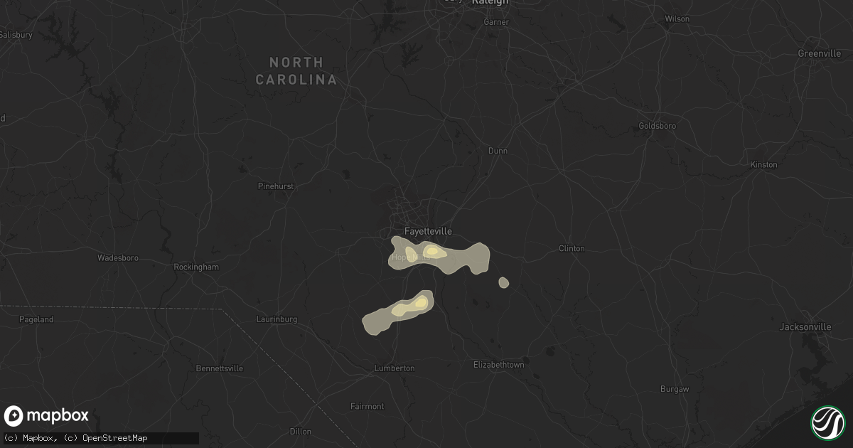 Hail map in Fayetteville, NC on June 9, 2015