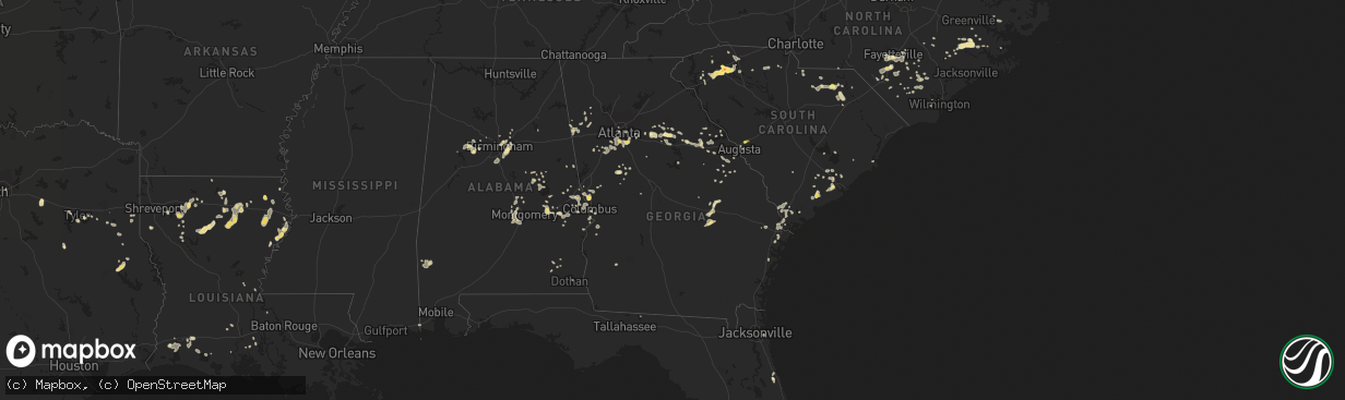 Hail map in Georgia on June 9, 2015