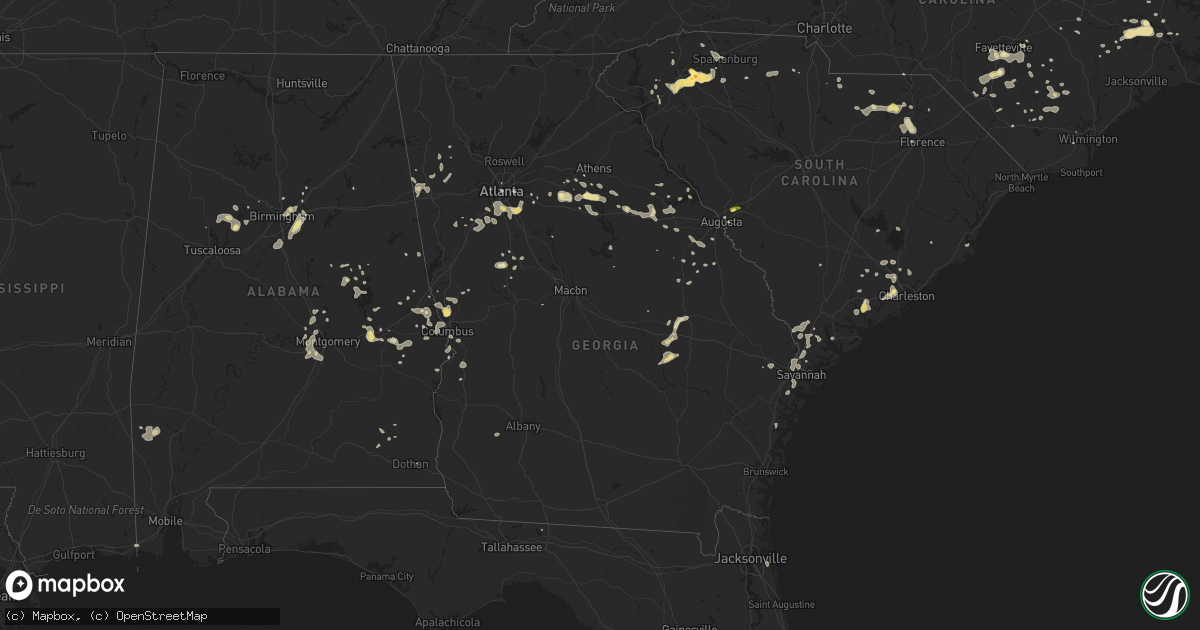 Hail map in Georgia on June 9, 2015
