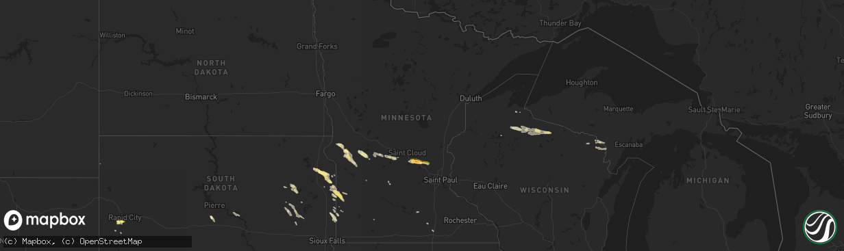 Hail map in Minnesota on June 9, 2015