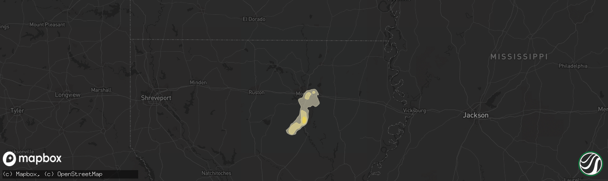 Hail map in Monroe, LA on June 9, 2015