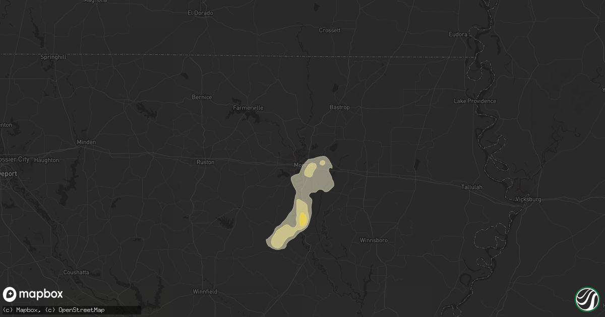 Hail map in Monroe, LA on June 9, 2015