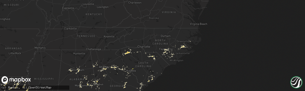 Hail map in North Carolina on June 9, 2015